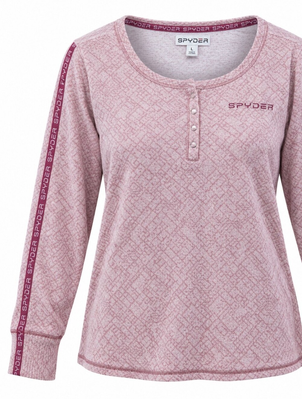 SPYDER | Pink Thermal Fleece Henley Lounge Pajama Top Logo Tape | L